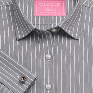 Charcoal Westminster Stripe Poplin Women's Shirt Available in Six Styles