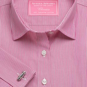Raspberry French Bengal Stripe Poplin Women's Shirt Available in Six Styles