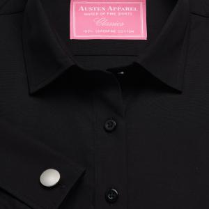 Black Solid Poplin Women's Shirt Available in Six Styles