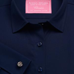 Navy Solid Poplin Women's Shirt Available in Six Styles