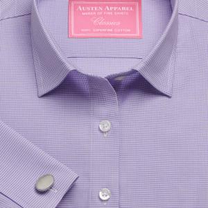 Lilac Houndstooth Check Twill Women's Shirt Available in Six Styles