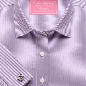 Purple French Bengal Stripe Poplin Women's Shirt Available in Six Styles