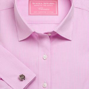 Pink Gingham Check Poplin Women's Shirt Available in Six Styles