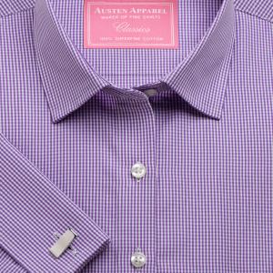 Purple Gingham Check Poplin Women's Shirt Available in Six Styles