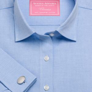 Blue Plain Pinpoint Oxford Women's Shirt Available in Six Styles