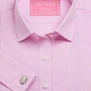 Pink French Bengal Stripe Poplin Women's Shirt Available in Six Styles