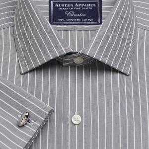Charcoal Westminster Stripe Poplin Men's Shirt Available in Four Fits (WTJ)