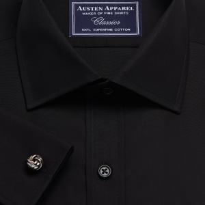 Black Plain Poplin Men's Shirt Available in Four Fits (PPK)