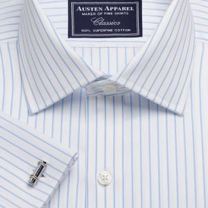 Sky Herringbone Stripe Men's Shirt Available in Four Fits (HSS)