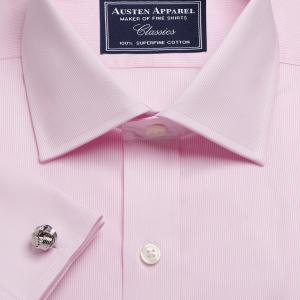 Pink Fine Pencil Stripe Twill Men's Shirt Available in Four Fits (FPP)