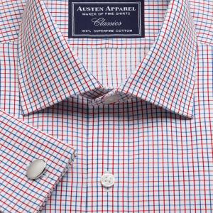 Red Marylebone Check Twill Men's Shirt Available in Four Fits (MYR)