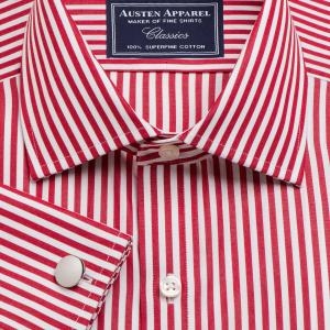 Red Bengal Stripe Poplin Men's Shirt Available in Four Fits (BGR)