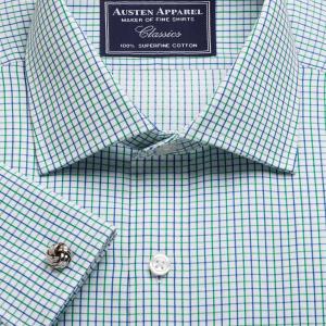 Green Marylebone Check Twill Men's Shirt Available in Four Fits (MYZ)