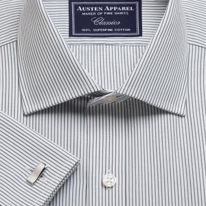 Charcoal Edinburgh Stripe Poplin Men's Shirt Available in Four Fits (ESJ)
