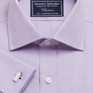 Lilac Plain Pinpoint Oxford Men's Shirt Available in Four Fits (POL)