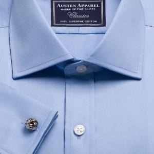 Blue Plain Sateen Men's Shirt Available in Four Fits (STB)