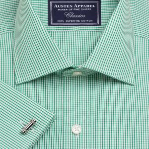 Green Edinburgh Check Poplin Men's Shirt Available in Four Fits (ECZ)