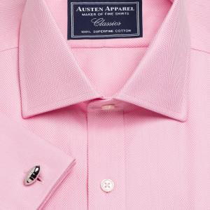 Pink Royal Herringbone Men's Shirt Available in Four Fits (RHP)