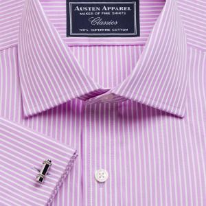 Lilac Mayfair Stripe Poplin Men's Shirt Available in Four Fits (MSL)
